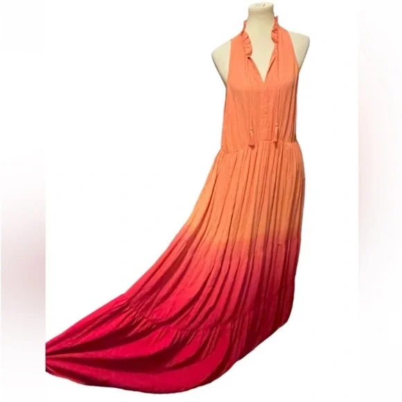 Torrid Challis Ombré Red Tiered Maxi Dress Size 1  1X NWT - Picture 4 of 16